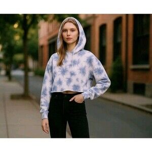 Caution to the Wind Crop Sweater Size Large Tie Dye Purple Color.  NEW